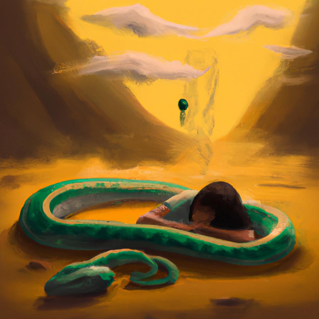 Imagem de capa do post "Descubra o Significado de Sonhar com Cobra: Revelações Chocantes!" com um desenho digital