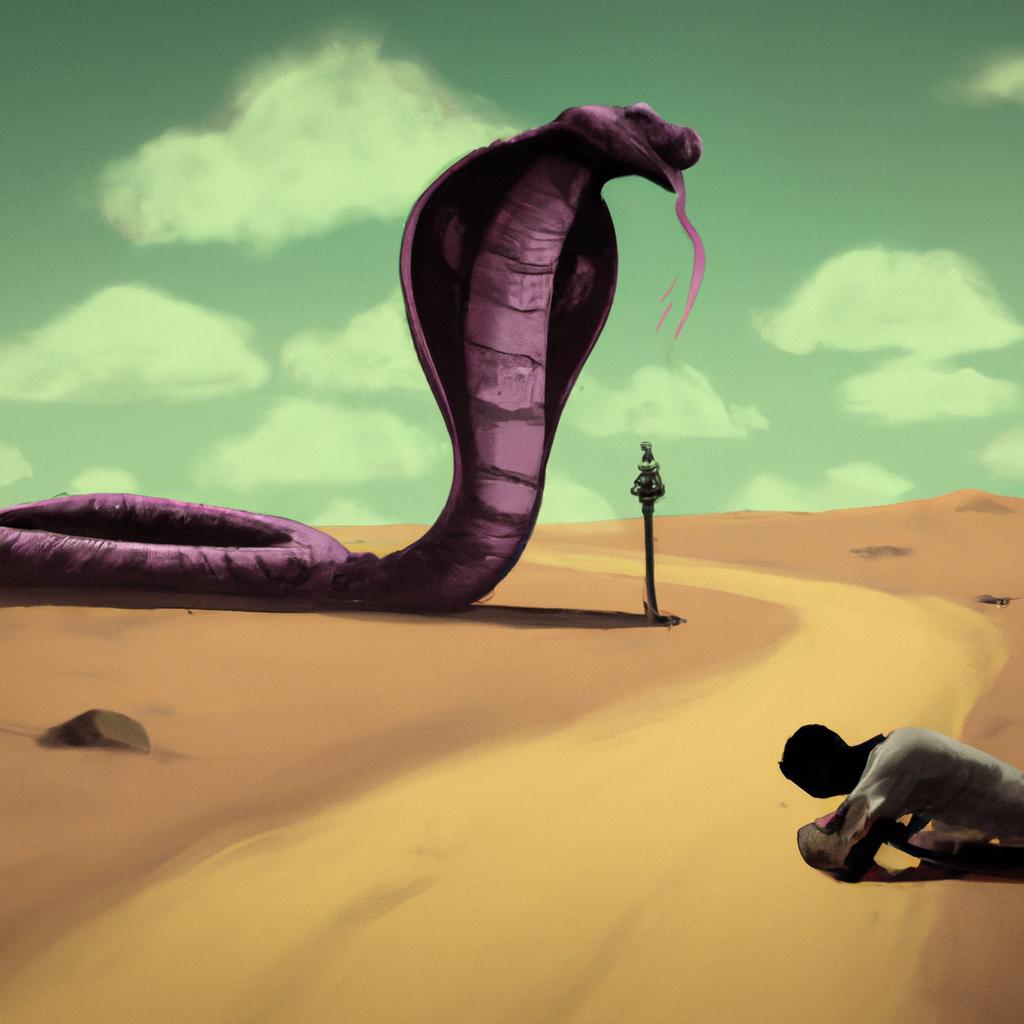 Imagem de capa do post "Descubra o Significado de Sonhar com Cobra Grande!" com um desenho digital