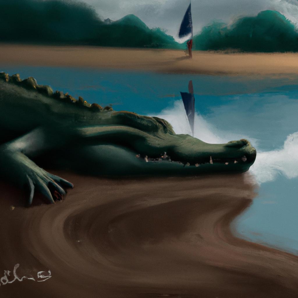 Imagem de capa do post "Significado de Sonhar Com Crocodilo: Descubra os Segredos!" com um desenho digital