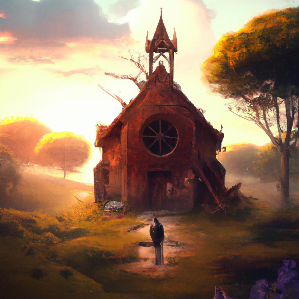 Imagem de capa do post "Descubra o Significado de Sonhar com Igreja Velha!" com um desenho digital