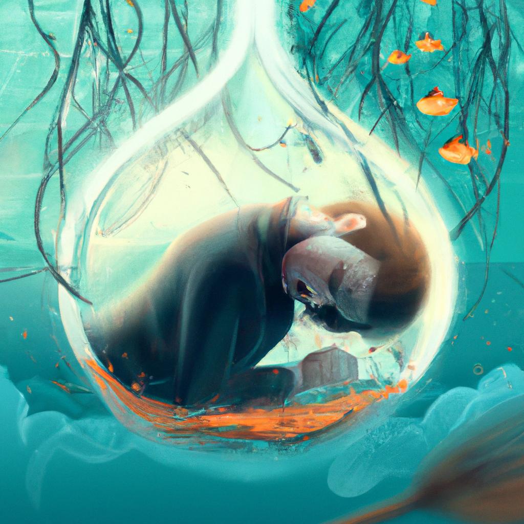 Imagem de capa do post "Descubra o Significado do Sonho com Peixe Morto!" com um desenho digital