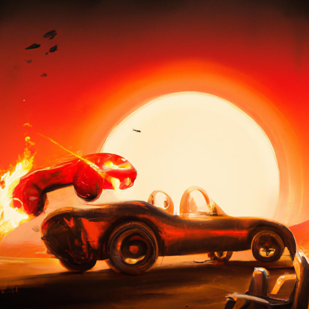 Imagem de capa do post "Descubra o Significado do Sonho com Carro Pegando Fogo!" com um desenho digital