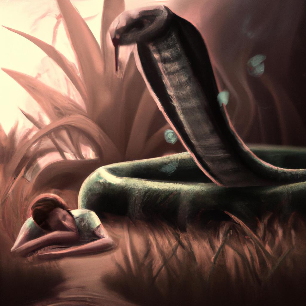 Imagem de capa do post "Sonhar com Cobra Preta Te Picando: O que Significa?" com um desenho digital
