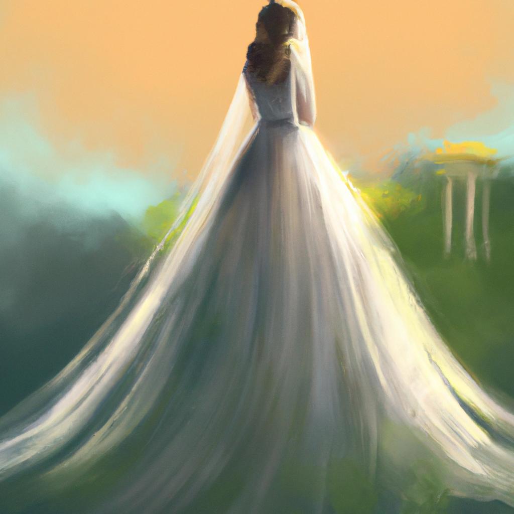 Imagem de capa do post "Descubra o Significado de Sonhar Casando com Vestido de Noiva!" com um desenho digital
