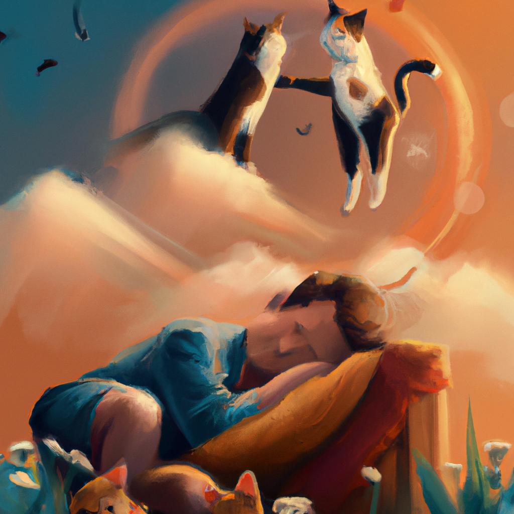 Imagem de capa do post "Descubra o que Significa Sonhar com 2 Gatos!" com um desenho digital