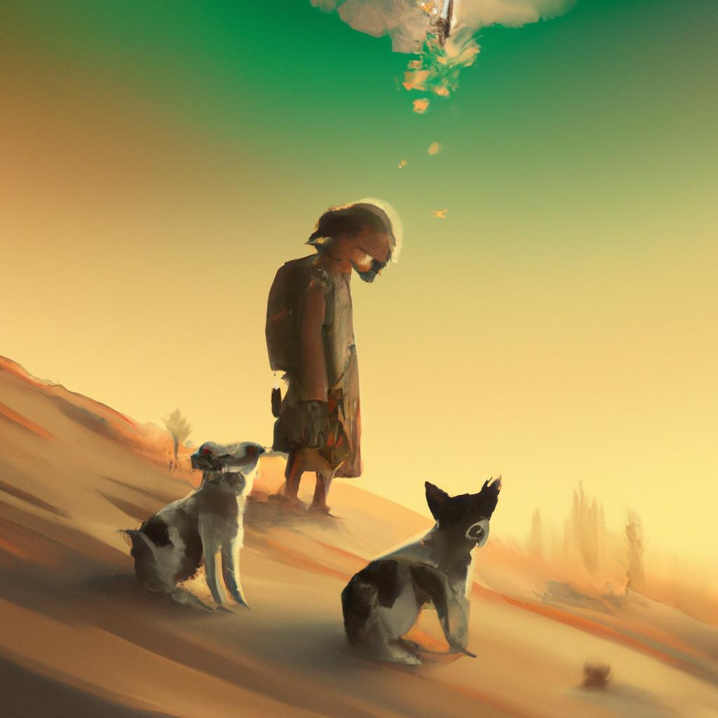 Imagem de capa do post "Sonhar com 3 Cachorros: Descubra o Significado Oculto!" com um desenho digital