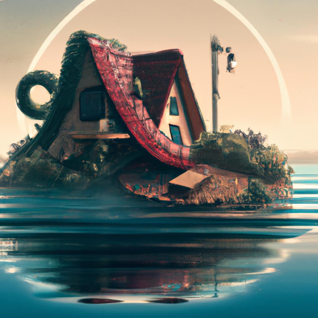 Imagem de capa do post "O que Significa Sonhar com Casa Cheia d'Água?" com um desenho digital