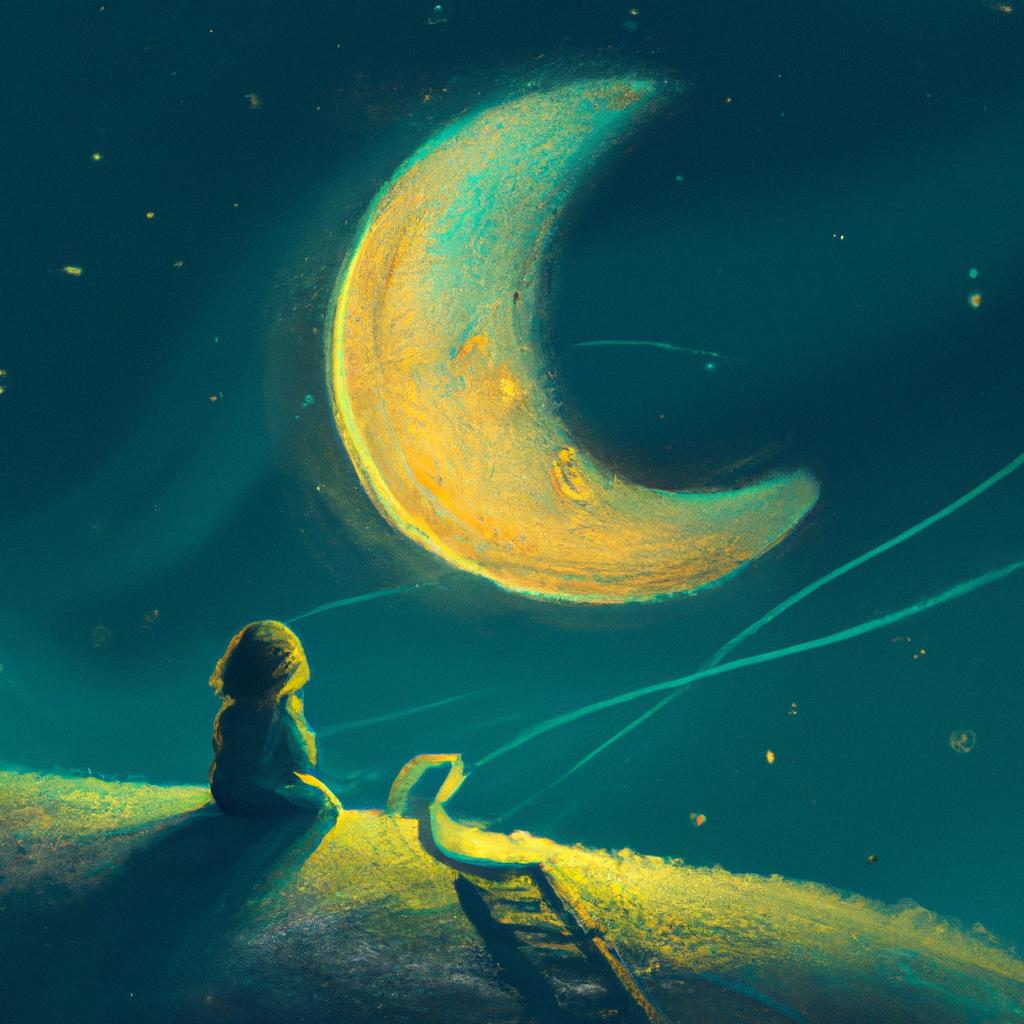 Imagem de capa do post "Descubra o Significado Oculto de Sonhar com Lua Crescente!" com um desenho digital