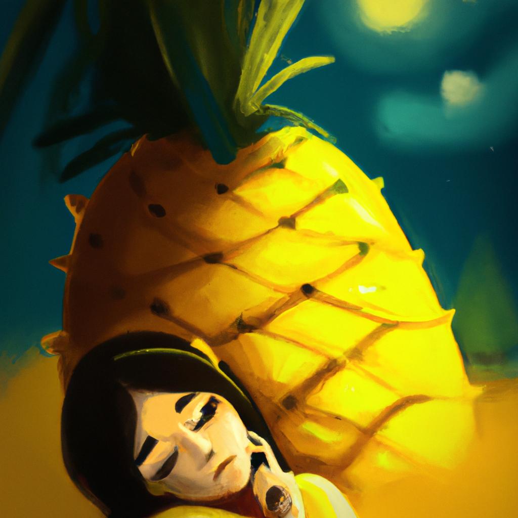 Imagem de capa do post "Descubra o Significado de Sonhar com Abacaxi Amarelo!" com um desenho digital