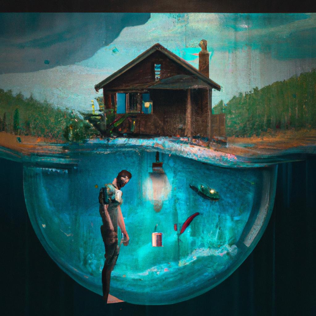 Imagem de capa do post "Sonhar com Água Invadindo a Casa: Descubra o Significado!" com um desenho digital