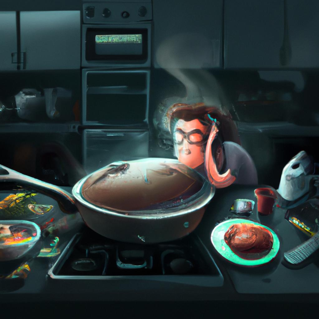 Imagem de capa do post "Sonhar com Alguém Cozinhando: Entenda o Significado!" com um desenho digital