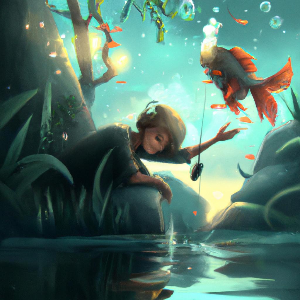 Imagem de capa do post "Sonhar com Alguém Limpando Peixe: O Que Significa?" com um desenho digital