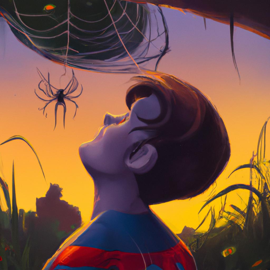 Imagem de capa do post "Sonhar com Aranha na Cabeça? Descubra seu Significado!" com um desenho digital