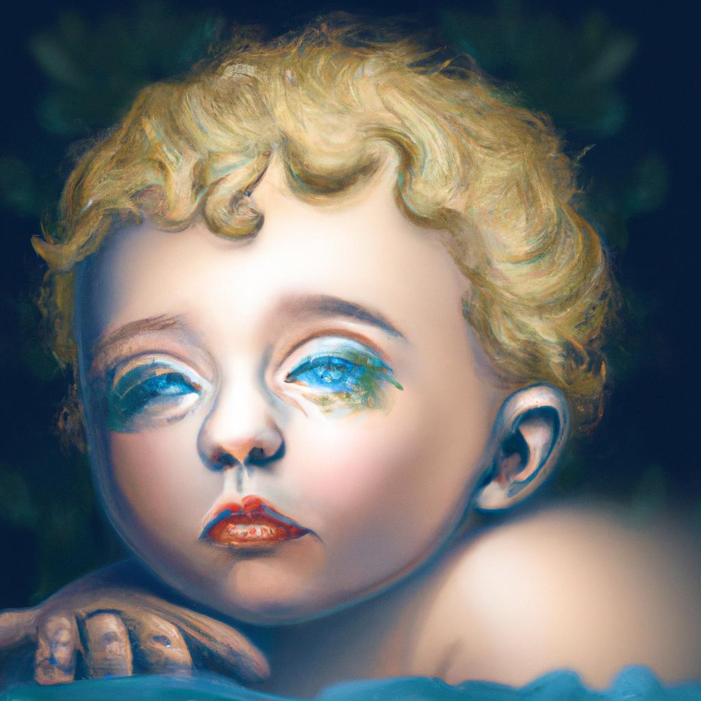 Imagem de capa do post "Descubra o Significado do Sonho com Bebê Loiro de Olhos Azuis!" com um desenho digital