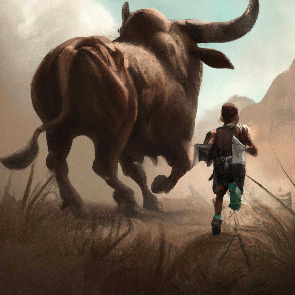 Imagem de capa do post "Descubra! O que Significa Sonhar com Boi Correndo Atrás de Você?" com um desenho digital