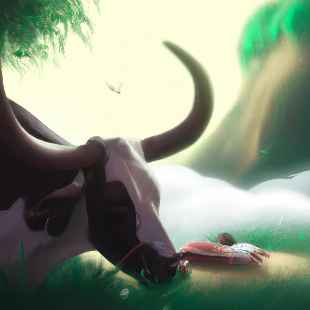 Imagem de capa do post "Sonhar com Boi e Vaca: Descubra o Significado Oculto!" com um desenho digital