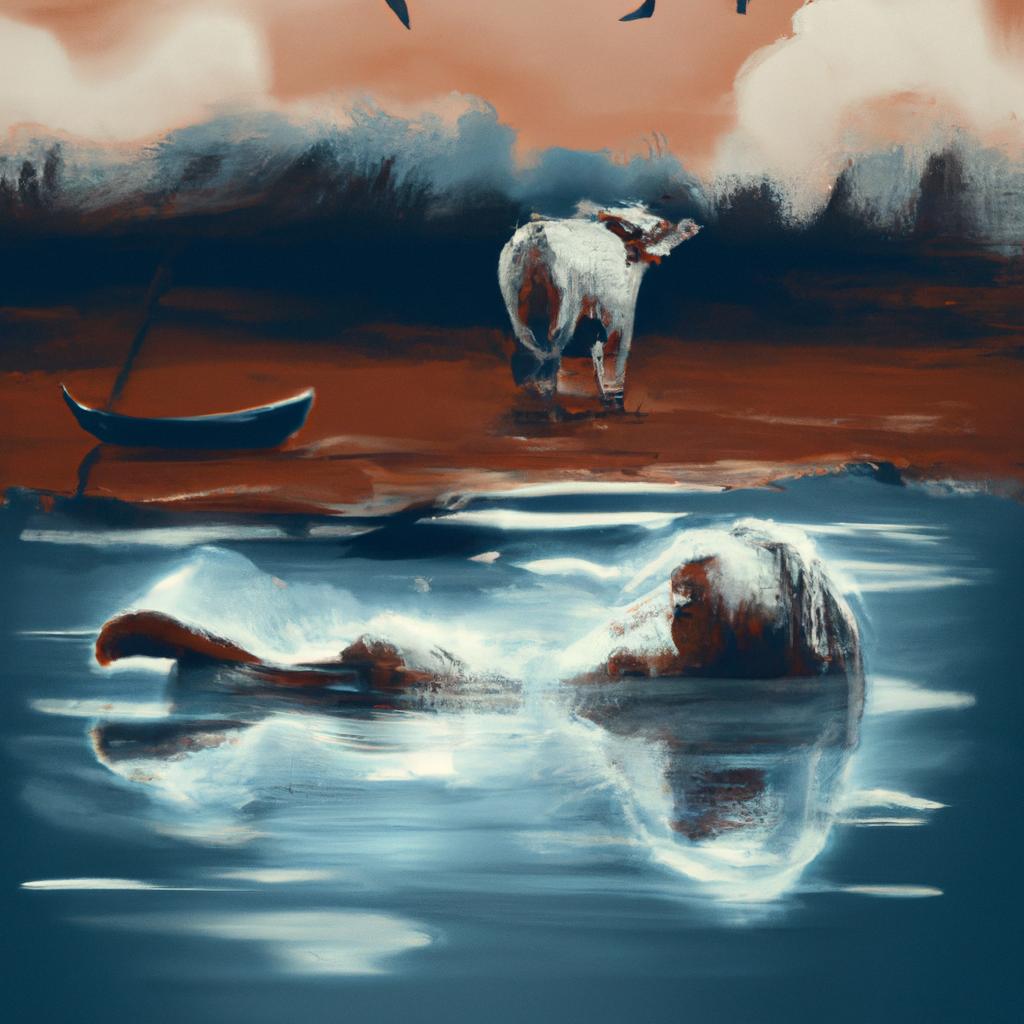 Imagem de capa do post Descubra o Significado de Sonhar com Boi na Água! com um desenho digital