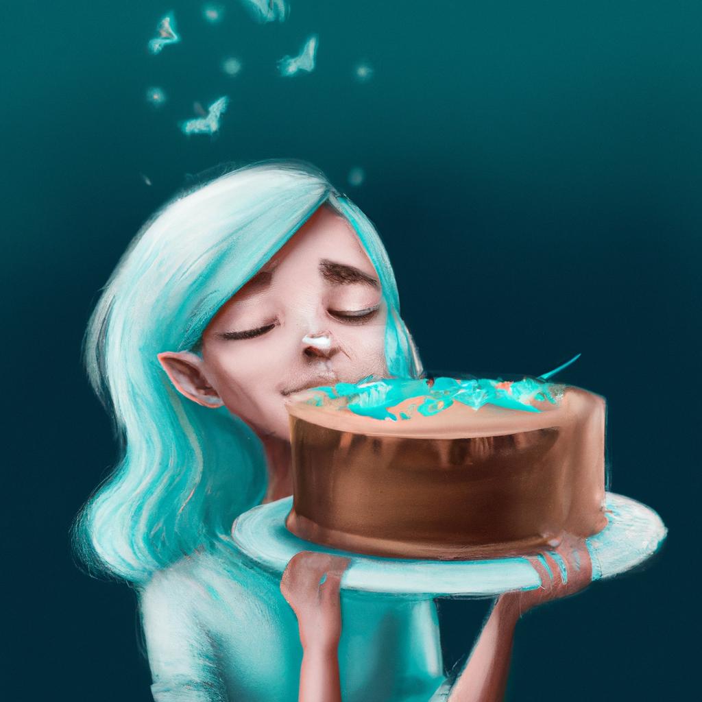 Imagem de capa do post "Sonhar com Bolo Azul: Descubra o Significado por Trás!" com um desenho digital