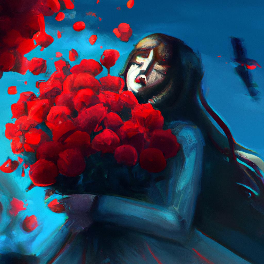 Imagem de capa do post "Descubra o Significado de Sonhar com Buque de Flores Vermelhas!" com um desenho digital