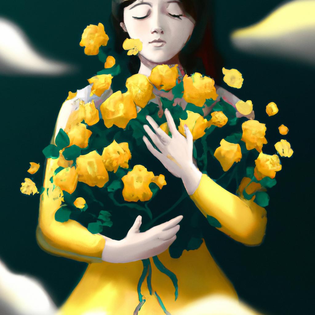 Imagem de capa do post "Sonhar com Buque de Rosas Amarelas: O Que Significa?" com um desenho digital