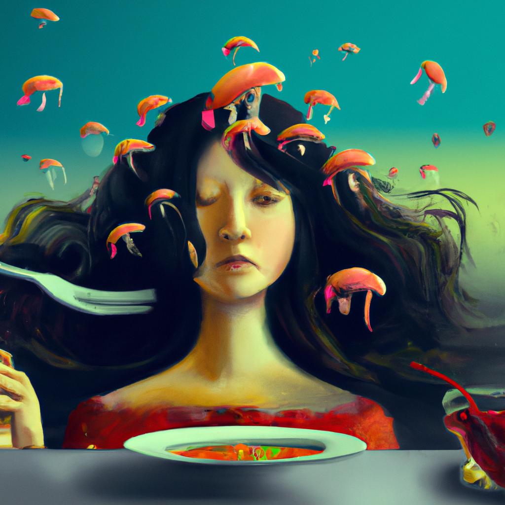 Imagem de capa do post "Descubra o que Sonhar com Cabelo na Comida Significa!" com um desenho digital