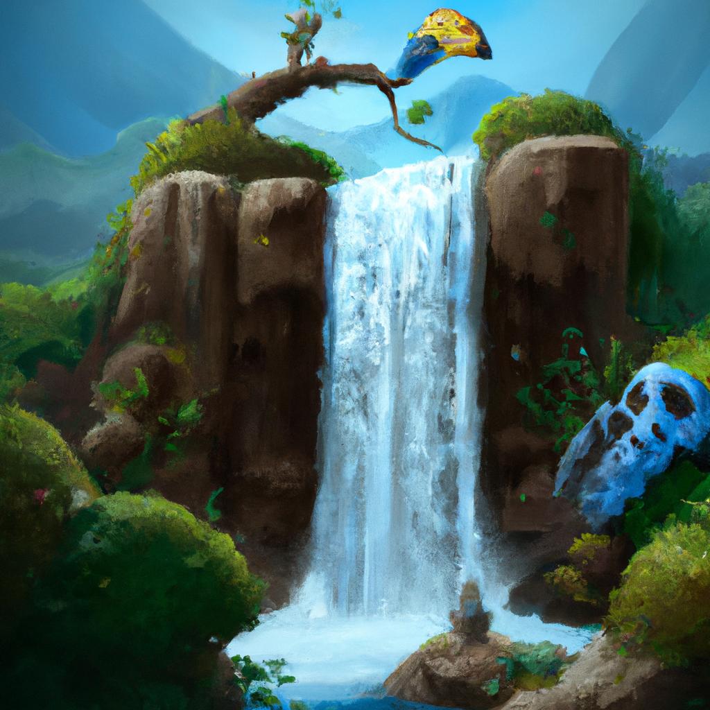 Imagem de capa do post "Descubra o Significado de Sonhar com Cachoeira e Jogo do Bicho!" com um desenho digital