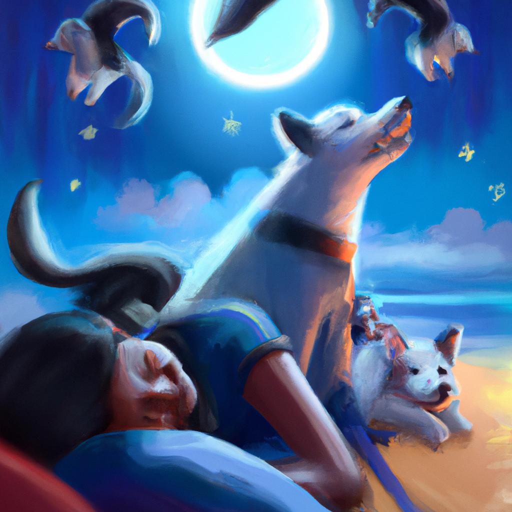 Imagem de capa do post "Descubra o Significado de Sonhar com Cachorra e Filhotes!" com um desenho digital