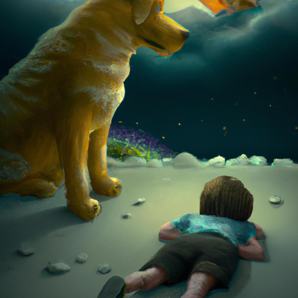 Imagem de capa do post Descubra o que Significa Sonhar com Cachorro e Criança! com um desenho digital