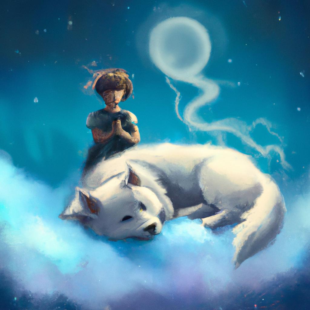 Imagem de capa do post "Descubra o Significado de Sonhar com Cachorro Filhote Branco!" com um desenho digital