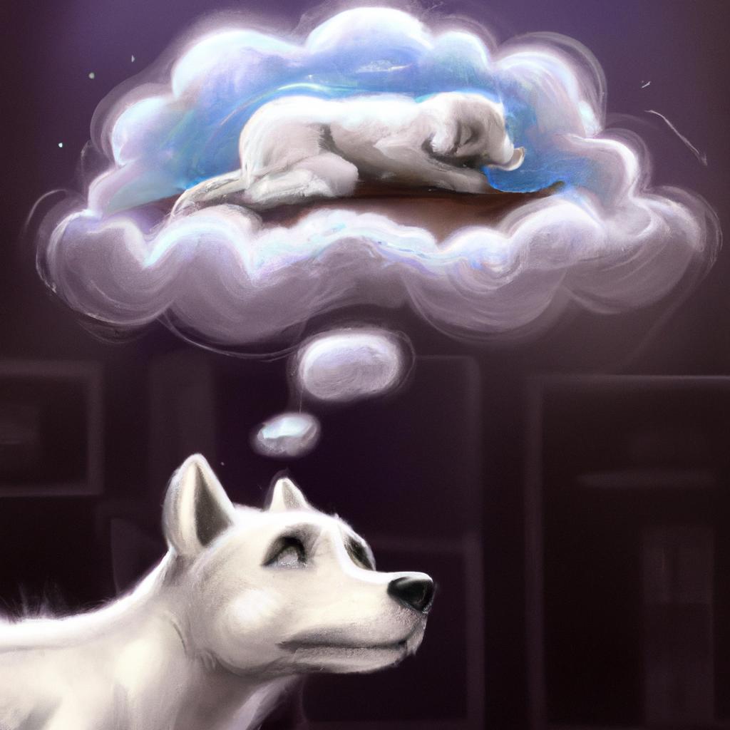 Imagem de capa do post "Descubra o Significado de Sonhar com Cachorro Grande Branco!" com um desenho digital