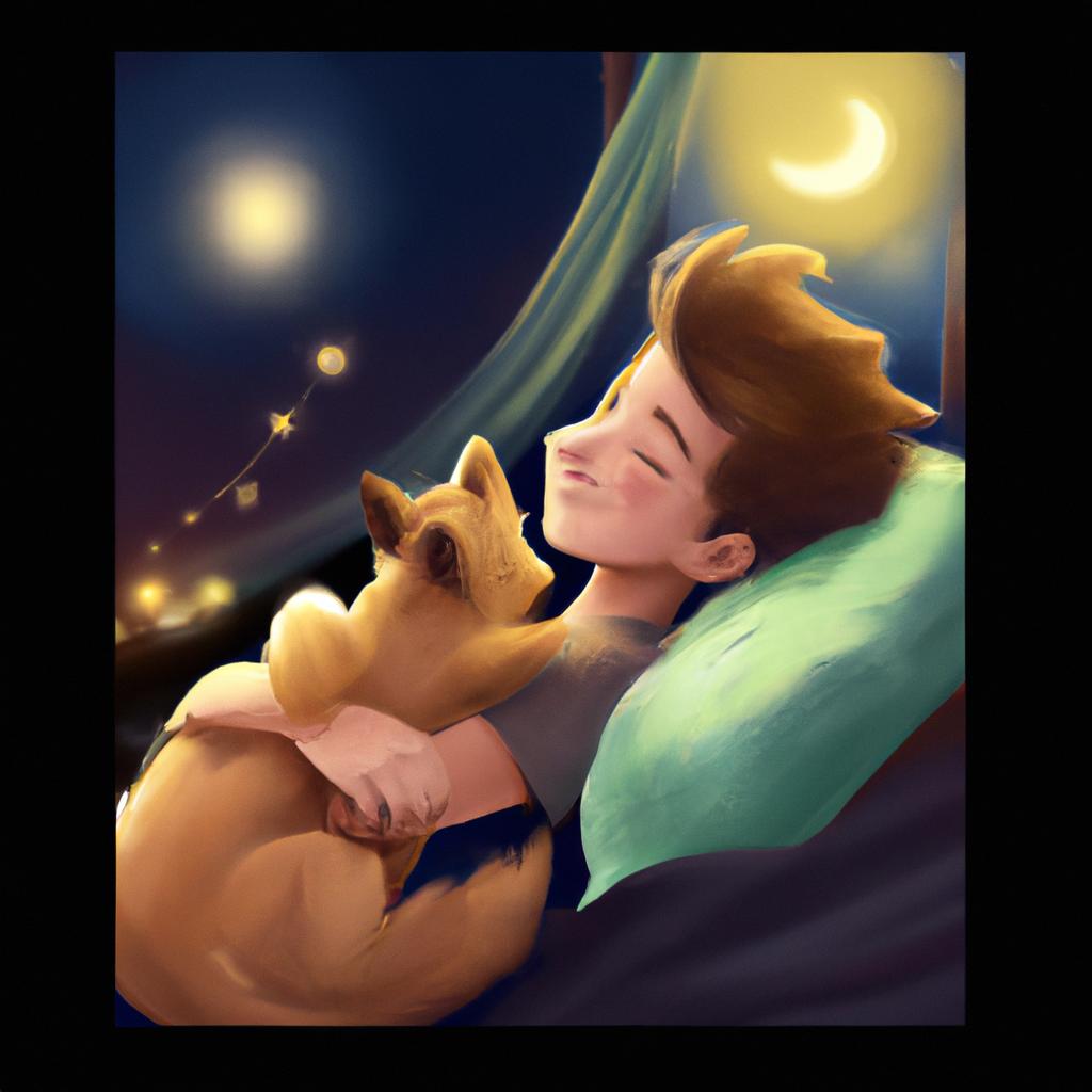 Imagem de capa do post "Descubra o que Significa Sonhar com Cachorro no Colo!" com um desenho digital