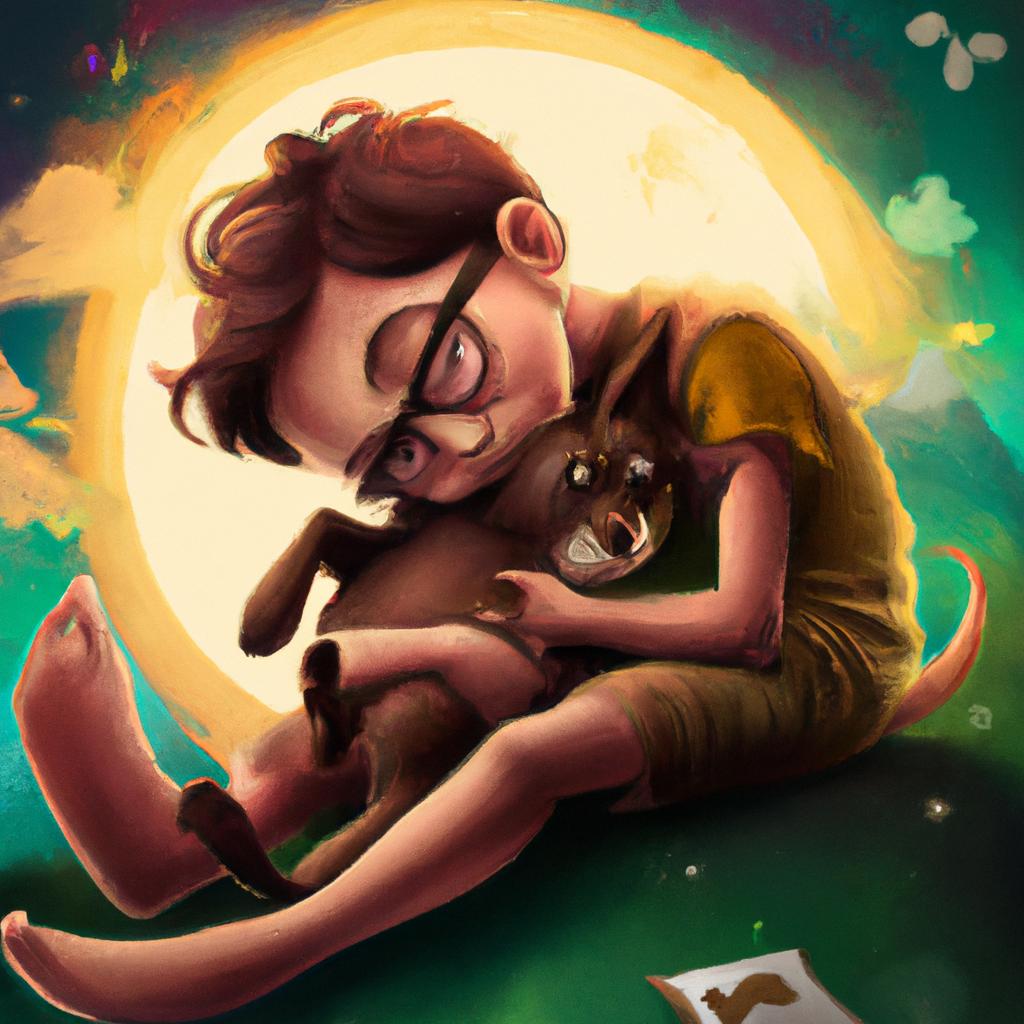 Imagem de capa do post "Sonhar com Cachorro Te Abraçando: O Que Significa?" com um desenho digital