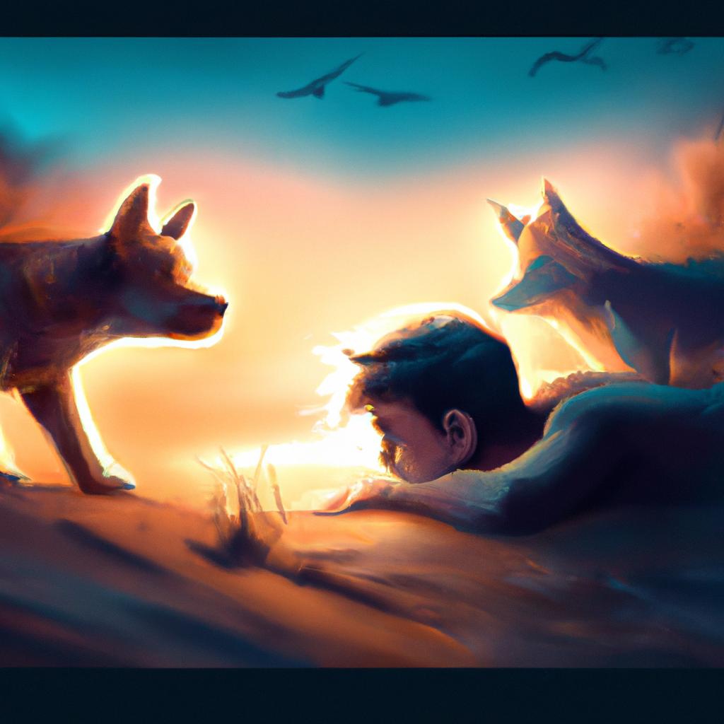 Imagem de capa do post "Descubra o Significado do Sonho em que Cachorros Te Mordem" com um desenho digital
