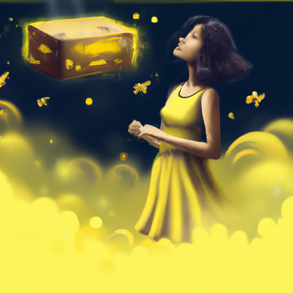 Imagem de capa do post "Descubra o Significado de Sonhar com Caixão Amarelo!" com um desenho digital