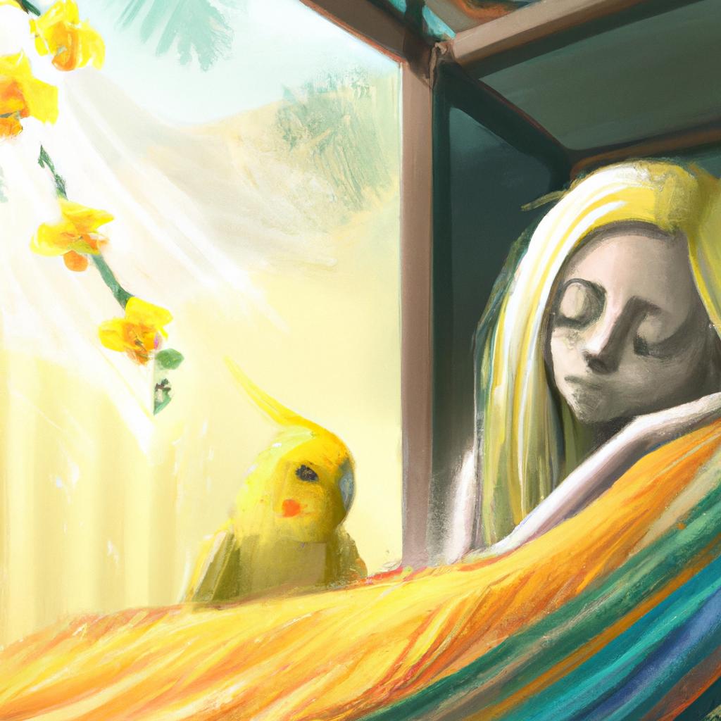 Imagem de capa do post "Descubra o significado de Sonhar com Calopsita Amarela!" com um desenho digital