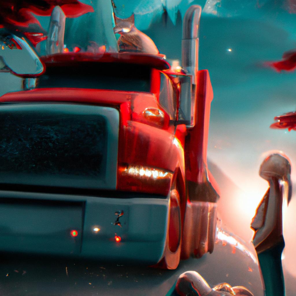 Imagem de capa do post "O que Significa Sonhar com Caminhonete Vermelha? Descubra Agora!" com um desenho digital