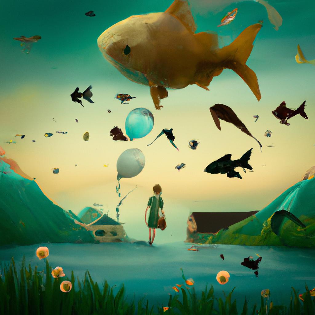 Imagem de capa do post "Sonhar com Cardume de Peixes: Descubra o Significado!" com um desenho digital