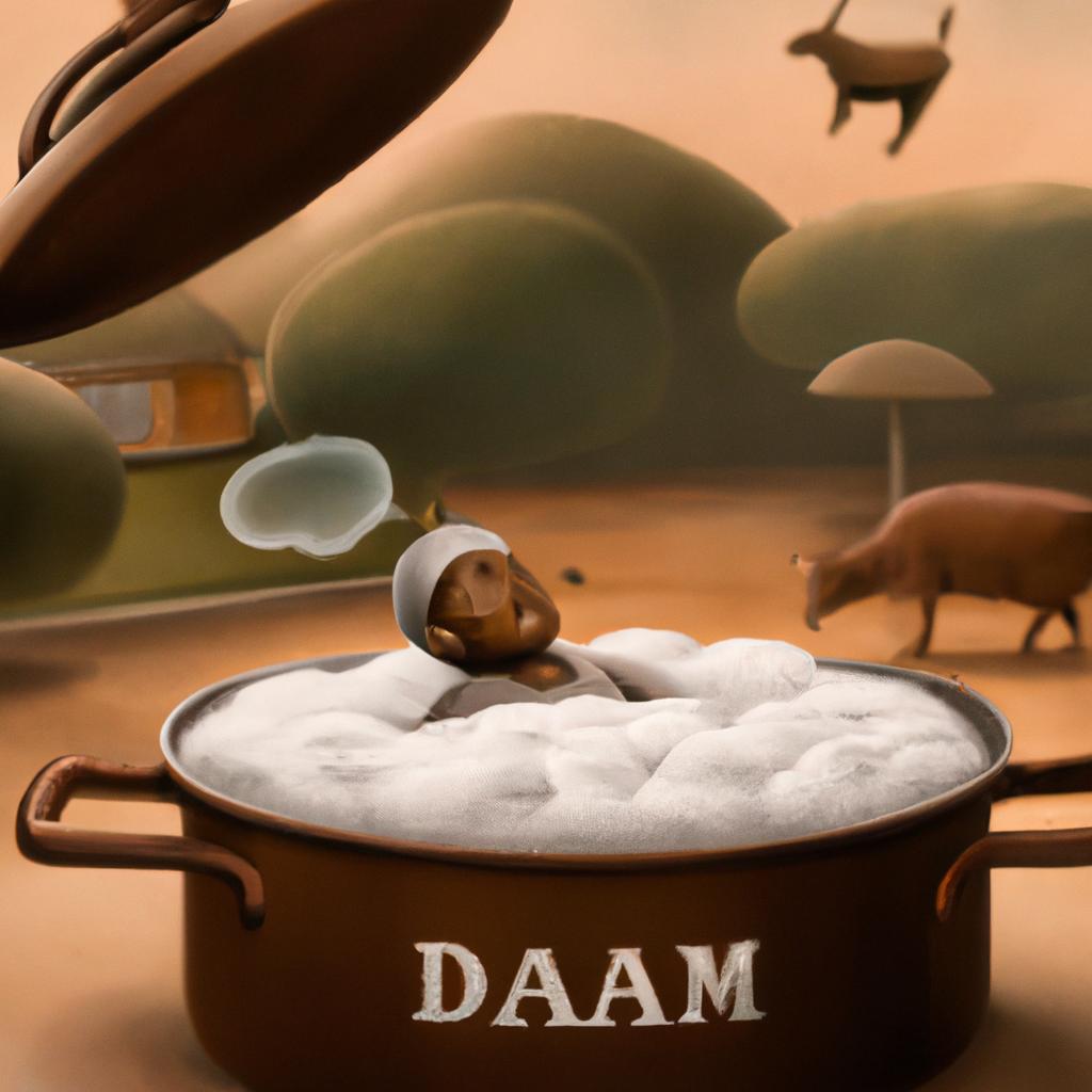 Imagem de capa do post "Descubra o que Sonhar com Carne Cozida na Panela Significa!" com um desenho digital