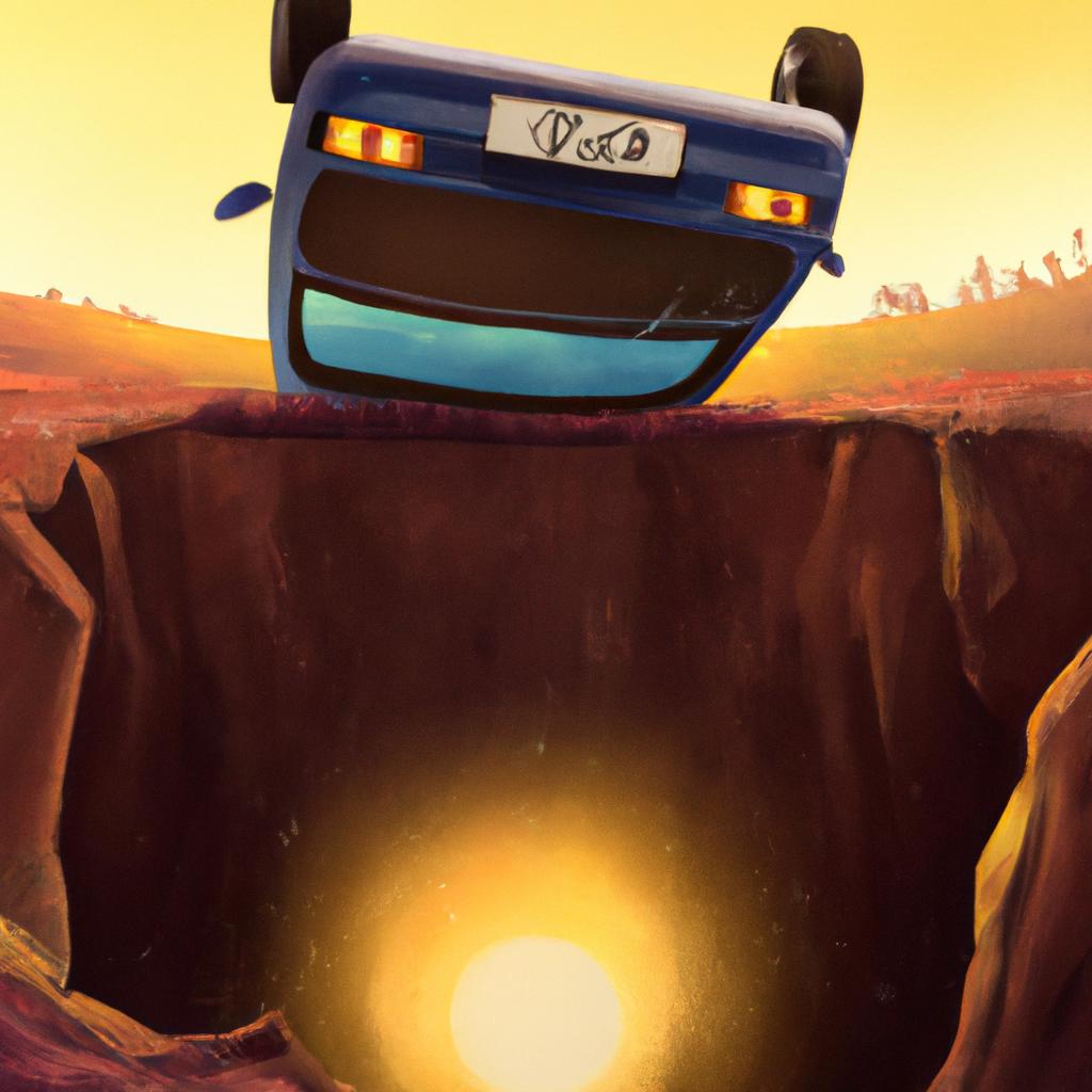 Imagem de capa do post "Sonhar com Carro Caindo no Buraco: Descubra o Significado!" com um desenho digital