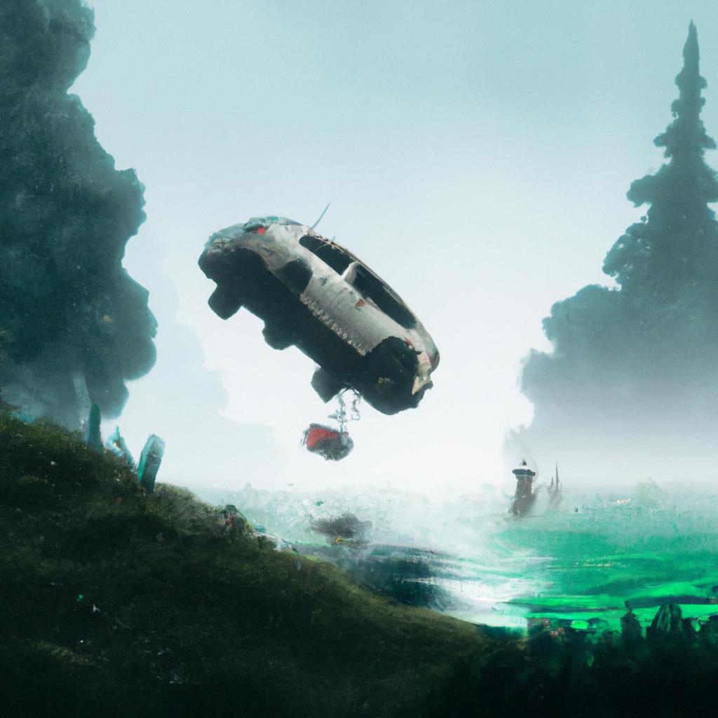 Imagem de capa do post "Sonhar com Carro caindo no Lago: Descubra o Significado!" com um desenho digital