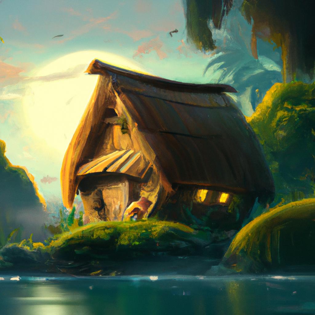 Imagem de capa do post "Descubra o Significado de Sonhar com Casa de Madeira!" com um desenho digital