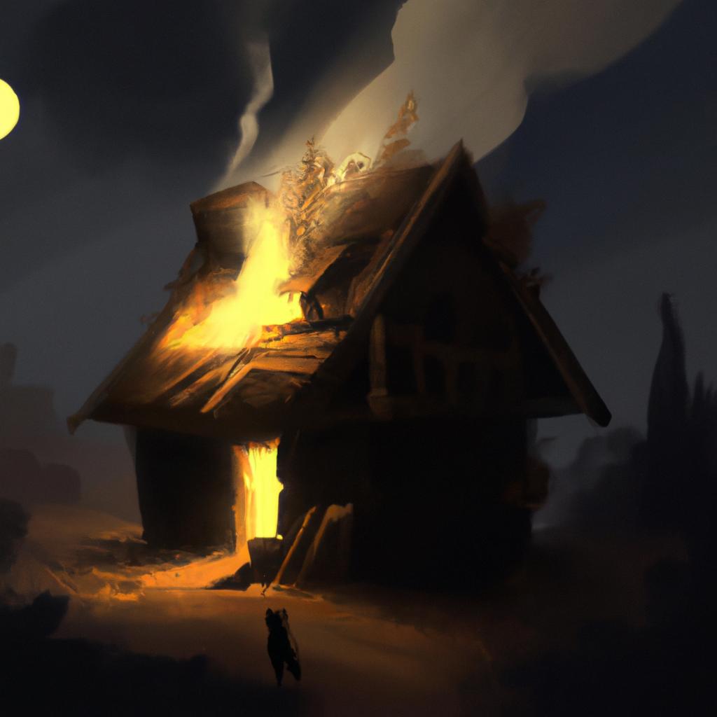 Imagem de capa do post "O Significado de Sonhar com Casa Queimando: Entenda!" com um desenho digital