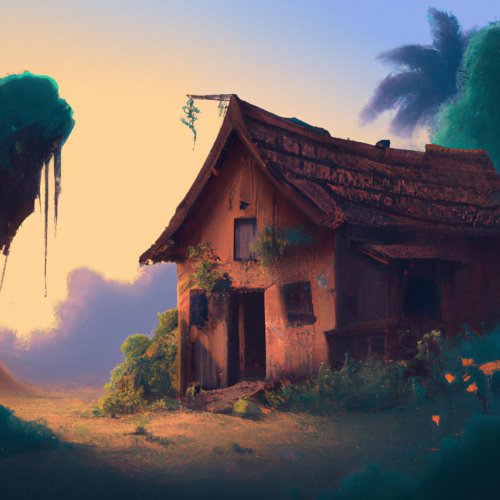Imagem de capa do post "Sonhar com Casas Velhas: entenda o Significado Surpreendente!" com um desenho digital