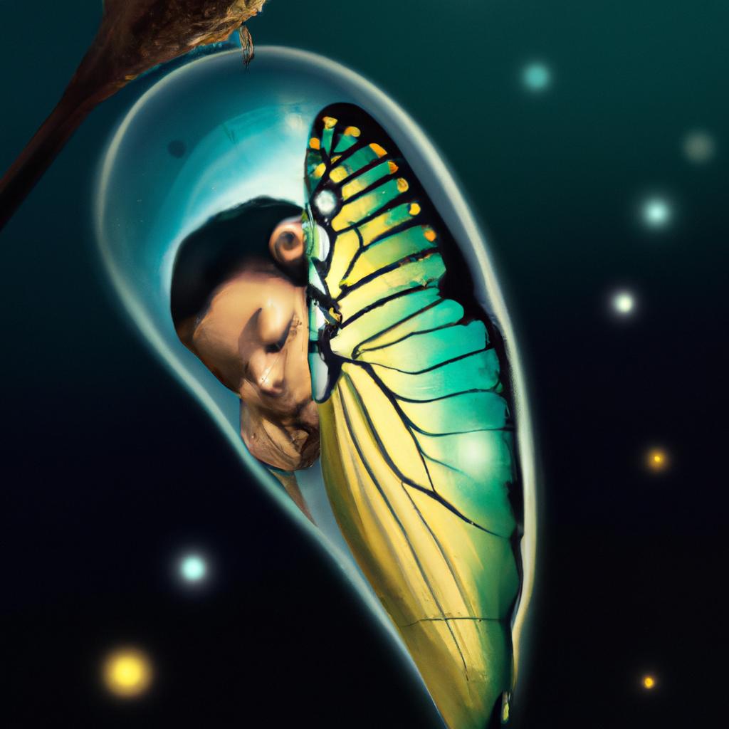 Imagem de capa do post "Descubra o Significado Oculto do Sonhar com Casulo de Borboleta!" com um desenho digital