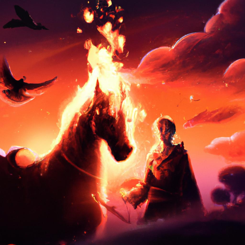 Imagem de capa do post "Sonhos com Cavalo Pegando Fogo: Descubra o Significado!" com um desenho digital
