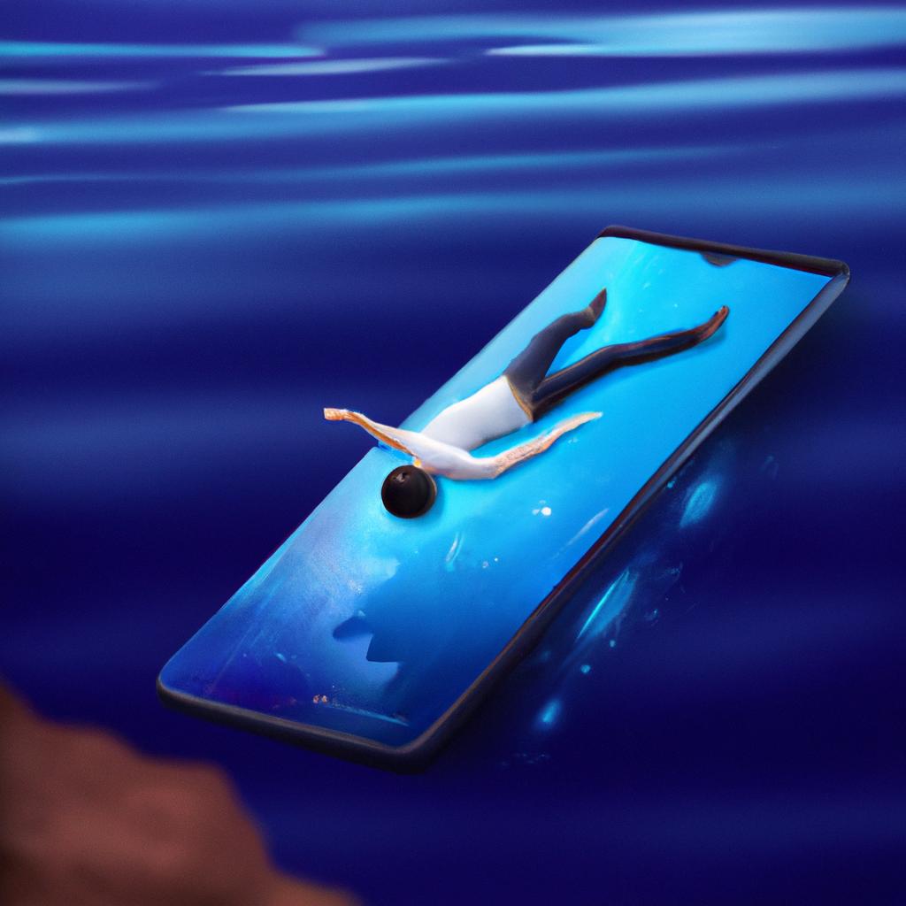 Imagem de capa do post "Sonhar com Celular Caindo na Água: Descubra o Que Significa!" com um desenho digital