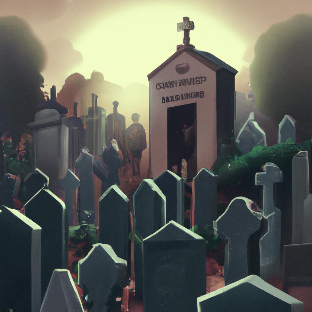 Imagem de capa do post "Descubra o que Significa Sonhar com Cemitério Cheio de Gente!" com um desenho digital