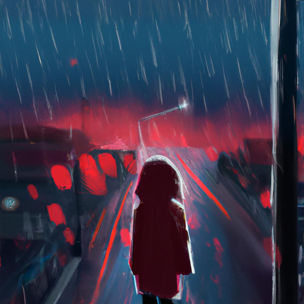 desenho digital com osonhar com chuva a noite
