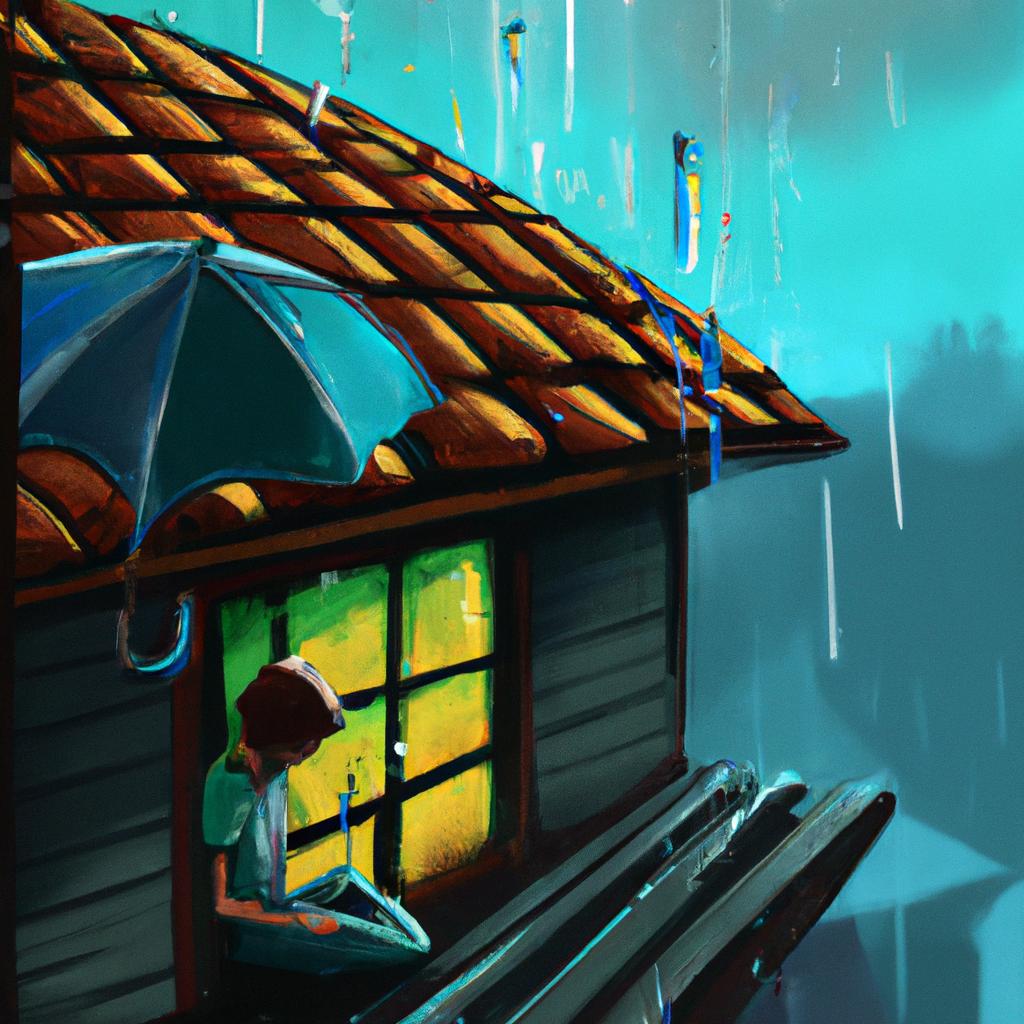 Imagem de capa do post "Sonhar com Chuva no Telhado: Significado Revelado!" com um desenho digital