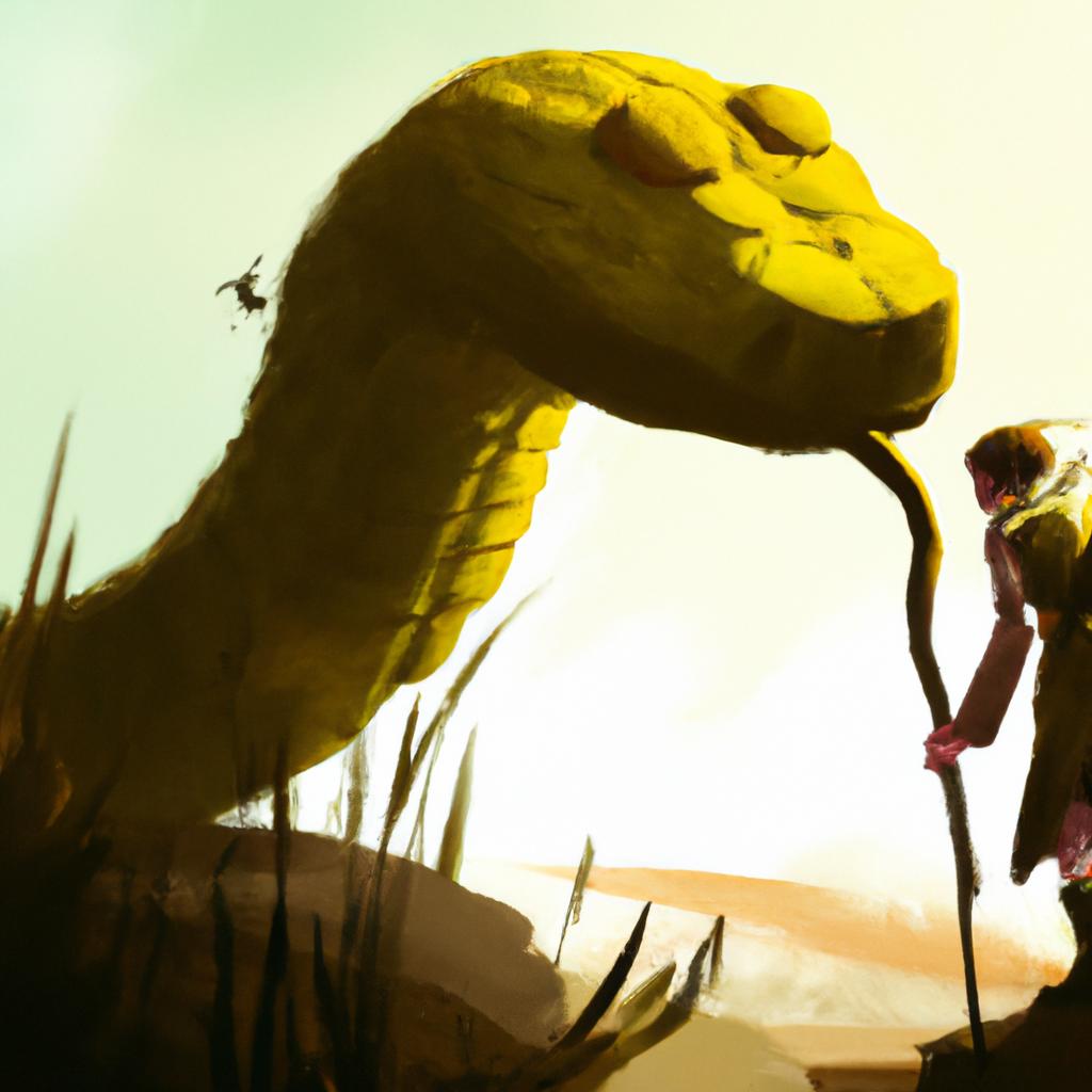 Imagem de capa do post "Cobra Amarela Picando Outro? Descubra o Significado do Sonho!" com um desenho digital